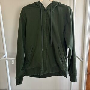 Mack Weldon green zip up hoodie with pockets